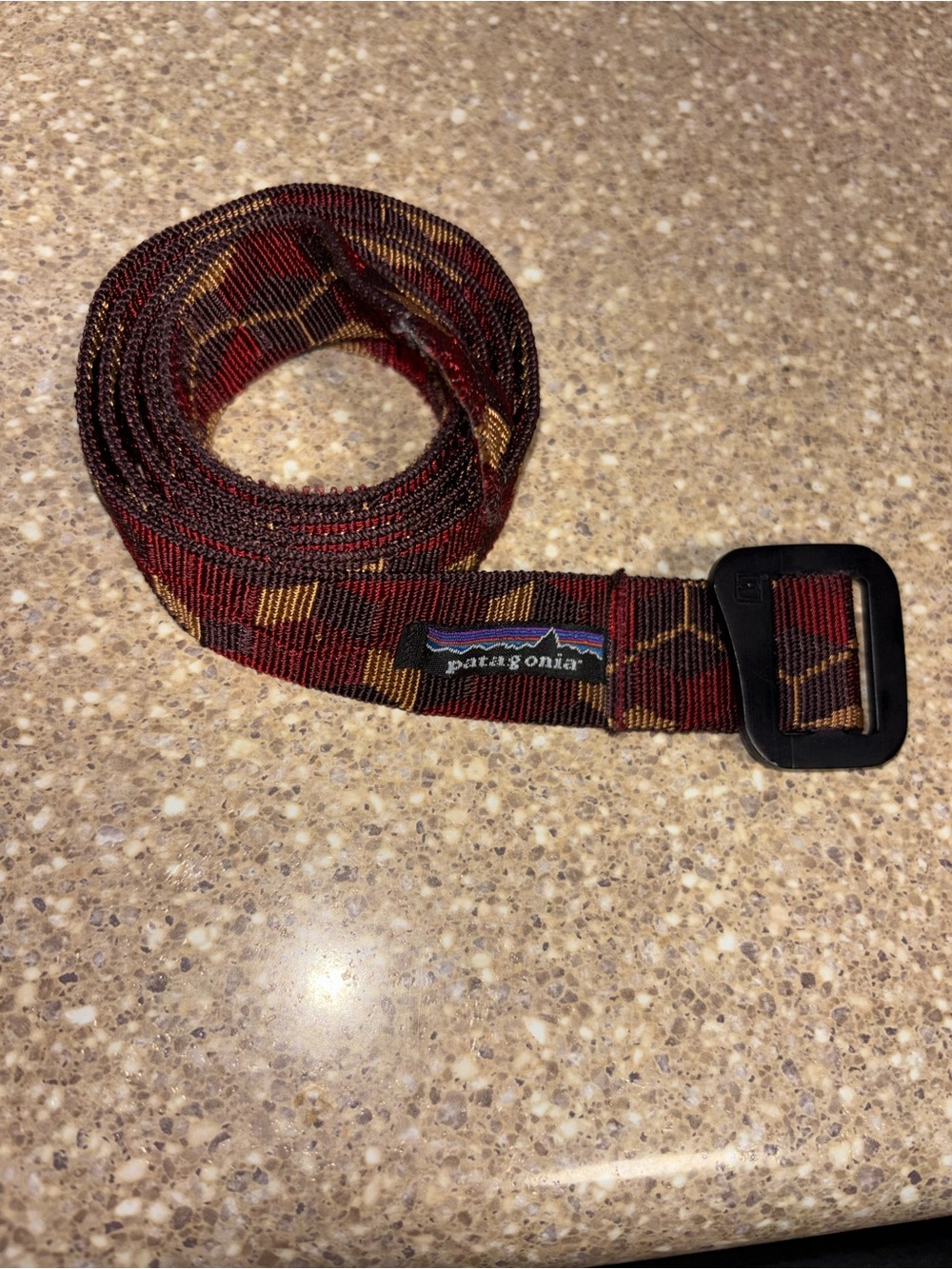 Patagonia Kids Belt in Red and Brown Geometric Pattern 43” long